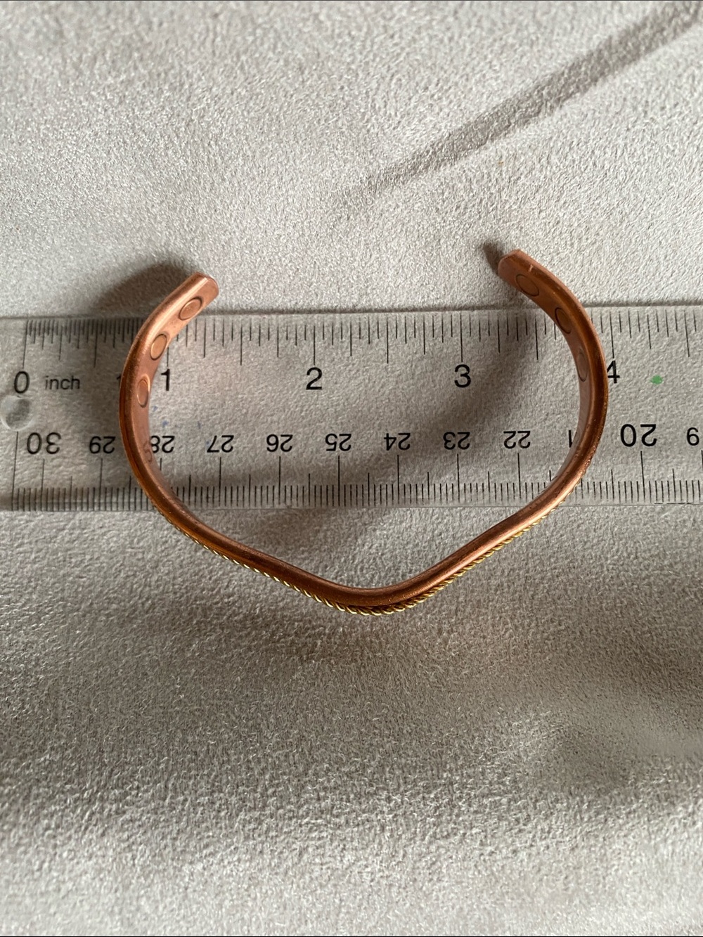 Earth Therapy Copper Cuff Bracelet with Brass Braided Ends - Picture 3 of 4